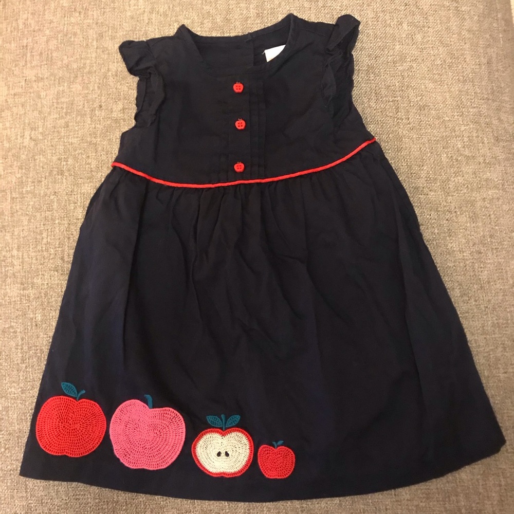 12-18 month Gymboree embroidered navy apple dress